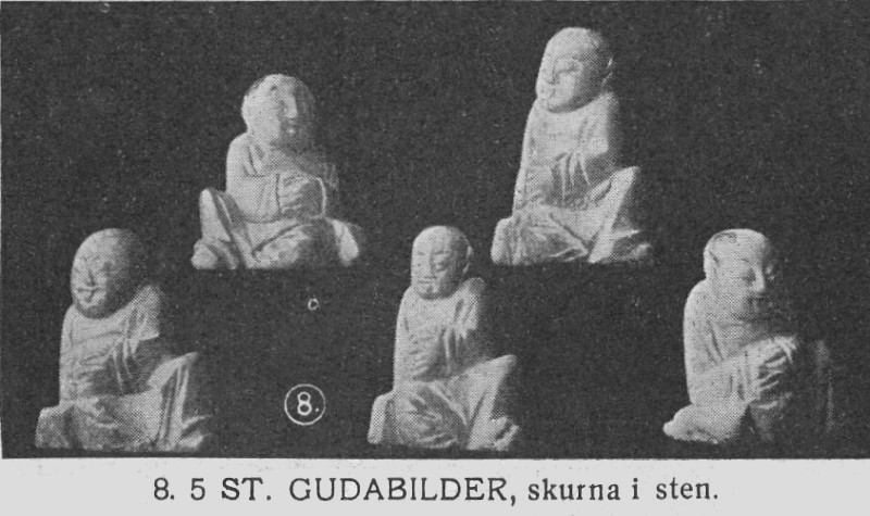 8. 5 st gudabilder skurna i sten